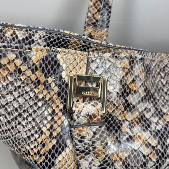 G.I.L Milano Large Snakeprint Leather Shoulder Crossbody Bag Purse Designer - Picture 4 of 10